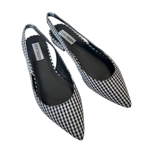 Steve Madden Black and White Gingham Slingback Flats Size 8 - Picture 4 of 4